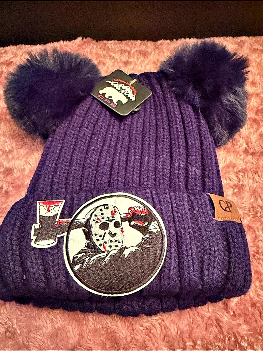 Friday the 13th Jason Voorhees Pom Pom Beanie Navy, NWT